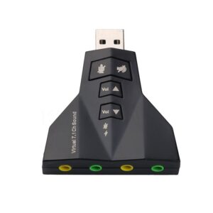 ADAPTADOR DE SONIDO USB 7.1 CANALES PARA 2 AURICULARES NEGRO