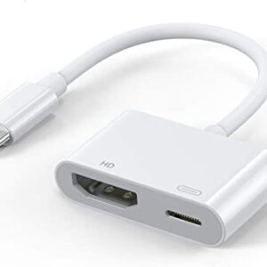 Adaptador HDMI para iPhone a TV, 1080p HD Digital AV Adaptador (No necesita alimentación, Plug and Play), Sync Adaptador Conversor de Pantalla Compatibilidad con iPhone 14 13/12/11/X/8/iPad/ a HDTV