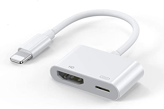 Adaptador HDMI para iPhone a TV, 1080p HD Digital AV Adaptador (No necesita alimentación, Plug and Play), Sync Adaptador Conversor de Pantalla Compatibilidad con iPhone 14 13/12/11/X/8/iPad/ a HDTV