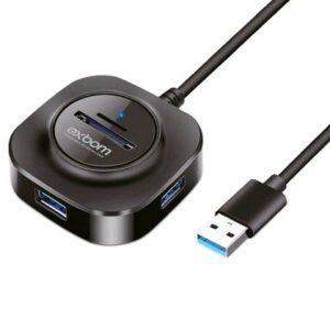 HUB EXBOM USB 2,0 DE 3 PUERTOS CON LECTOR PARA SD