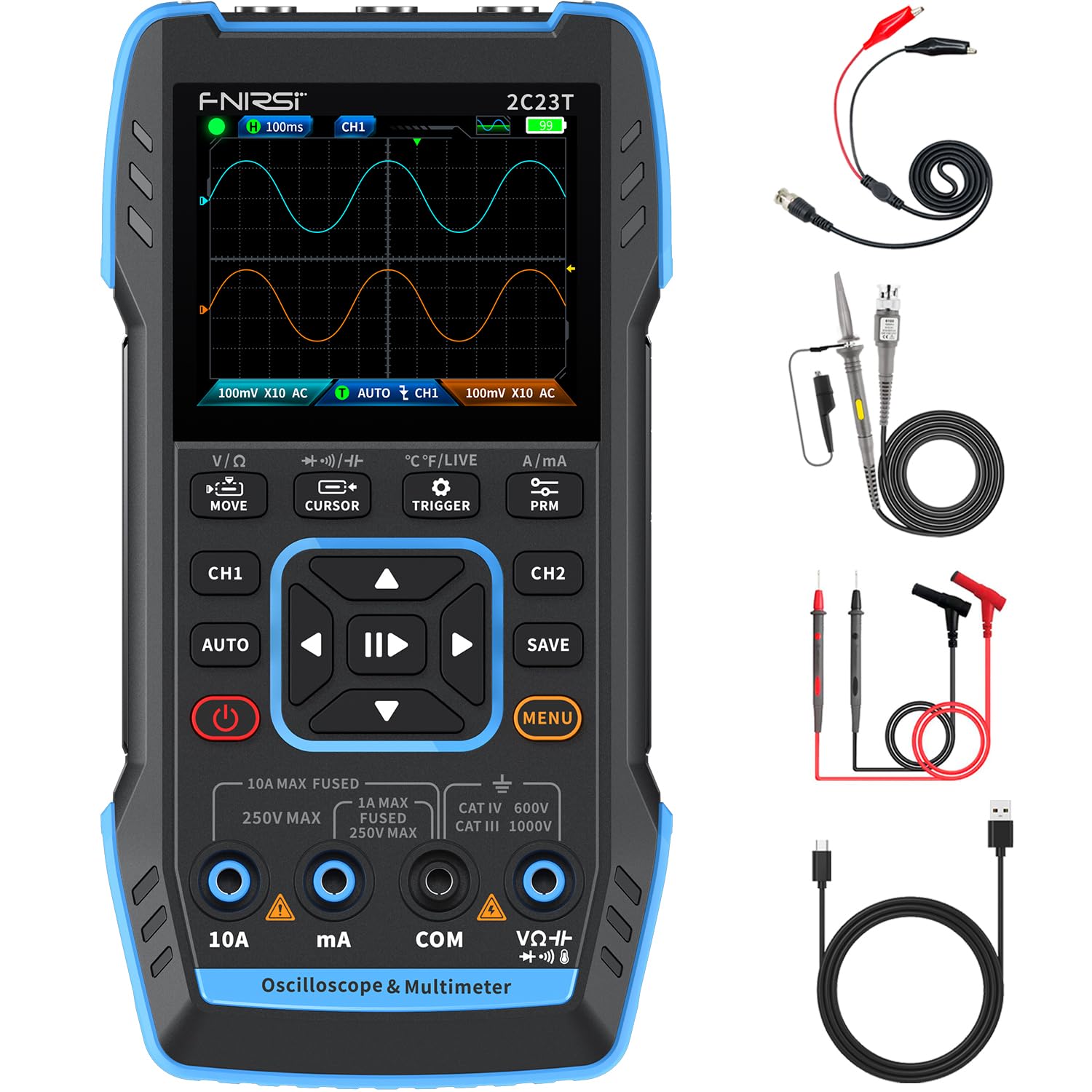 OSCILOSCOPIO + MULTIMETRO FNIRSI 2C23T