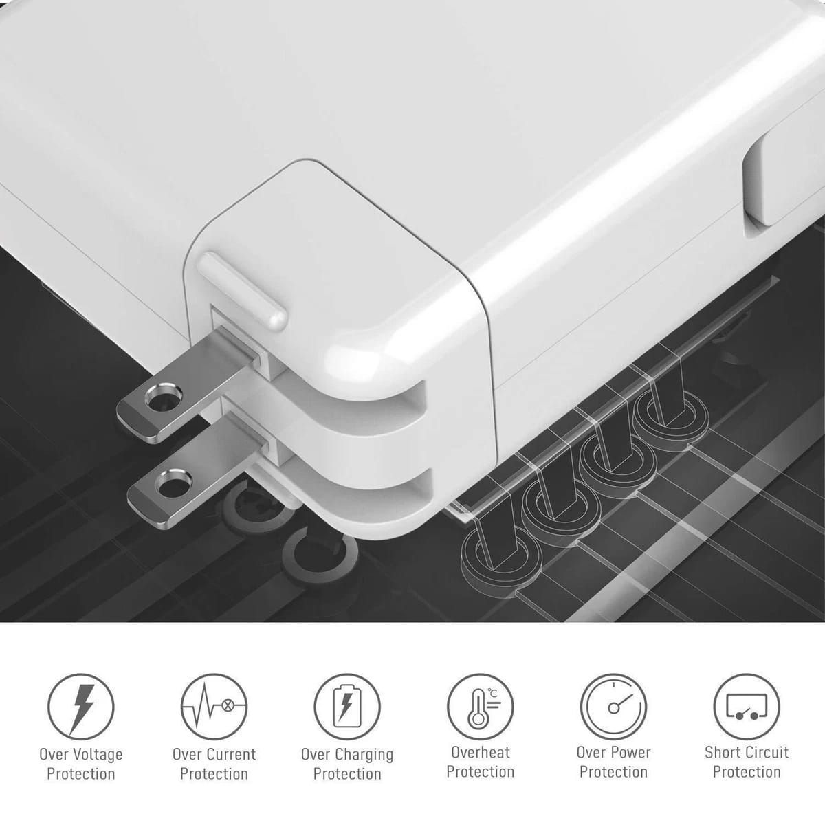 Fuente de 60W para MacBook compatible, con salida de 16.5V 3.65A y conector magnético MagSafe 2 tipo T. - Imagen 2